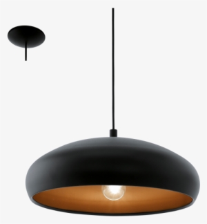Colgante 1 Luz Mogano 1 Negro Interior Cobre Eglo - Suspension Noir Et Cuivre