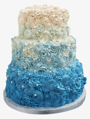 Ombré Blue Buttercream Swirl Wedding Cake - Cake