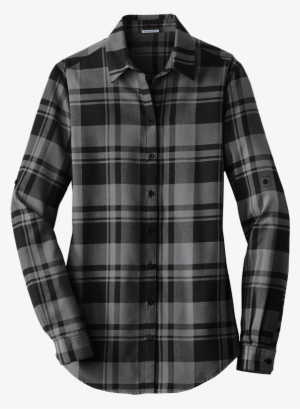 Ladies Fit Flannel. Grey And Black Plaid Monogrammed