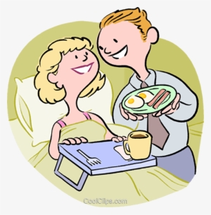 Husband Serving Wife Breakfast In Bed Royalty Free - Breakfast In Bed Cartoon