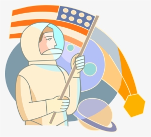 Vector Illustration Of Outer Space Exploration Astronaut
