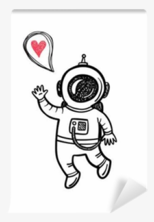 Vector Illustration With Doodle Astronaut Wall Mural - Astronaut Illustration