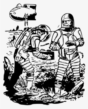 Two Astronauts From Danger N Deep Vector - Retro Comic Stainless Steel Travel Mug