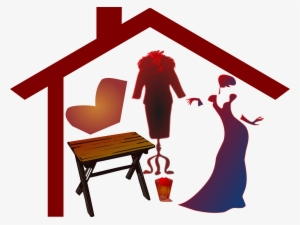 House Roof Bice Vintage Clip Art Royalty Free Library - Woman In Dress Silhouette