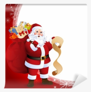 Vector Illustration Of Santa Claus Carrying Sack Full