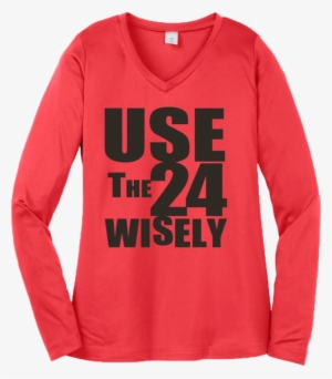 Women's Hot Coral Long Sleeve Performance Shirt - Please Use Other Door