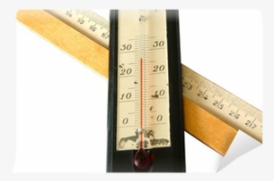 Old Alcohol Thermometer And Old Wooden Ruler - Alcohol Thermometer