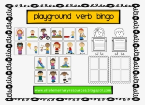 Action Verb At Playground Flashcard Clipart Verb Educational - Playground Actions