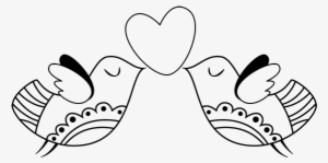 Dibujo De Pájaros Con Corazón Para Colorear - Pajaritos Enamorados Para Dibujar
