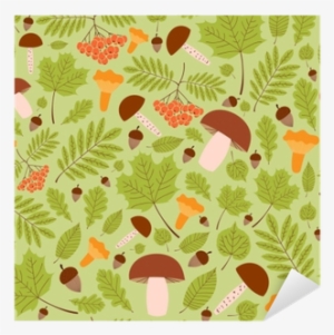 Leaves, Rowan Berries, Oaks Acorns And Mushrooms Background - Wallpaper