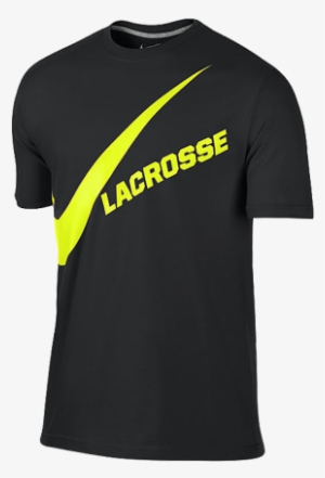 Nike Swoosh Tee In Black With Volt Swoosh Across The - Active Shirt