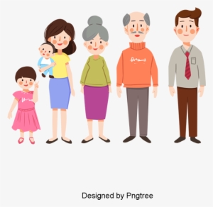 Cartoon Hand-painted Family Picture, Children, Happiness, - Portable Network Graphics