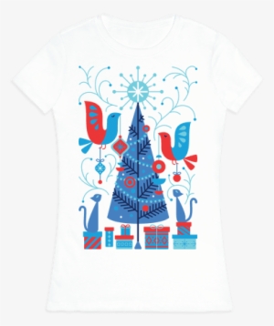 Vintage Christmas Tree Decorating Womens T-shirt - Christmas Tree