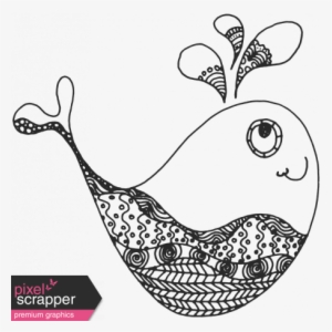 Summer Splash - Zentangle Doodles - Whale - Doodle