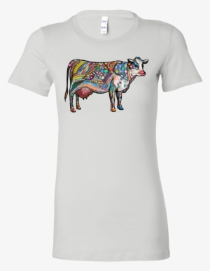 Cow Zentangle Art - Autism Awareness Puzzle Ladies Longer Length Shirt