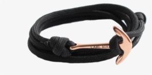 Carl August Rose Gold Anchor On Black Rope Bracelet - Rope Bracelet