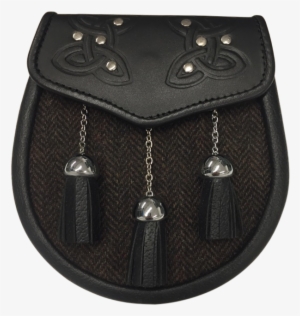 Tweed Sporran With Celtic Embossing/tassels - Leather