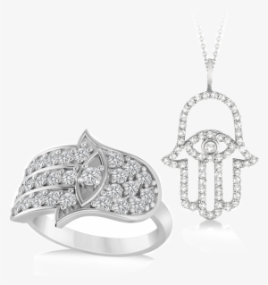 Hand Of God - Diamond Hamsa Hand Of God Fashion Ring 14k White Gold