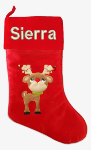 Personalized Named Xmas Stocking Cute Reindeer - Cupid