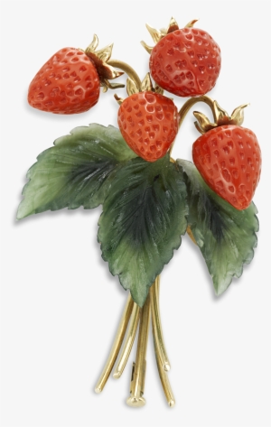Carved Coral Strawberry Brooch - Coral Strawberries Brooch