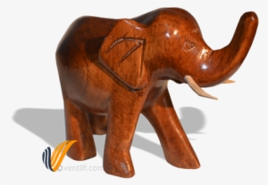 Elephant Trunk Up Wood Carving Figurine Good Luck Symbol - Wood Carving