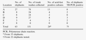 Culture And Tb Pcr Results Of Elephant Trunk Washes - Bulk Density