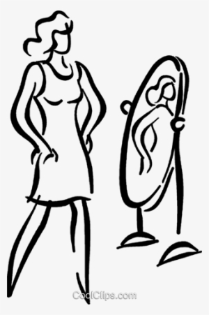 Mulher, Olhar No Espelho Livre De Direitos Vetores - Girl Looking Into Mirror Png