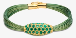 Pulsera De Hilos Acero Verde Con Oro Amarillo Y Pavé - Pulseras De Hilo Png