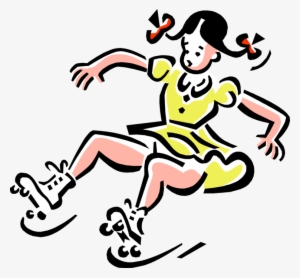 Vector Illustration Of 1950's Vintage Style Girl With - Roller Skater Girl Clipart