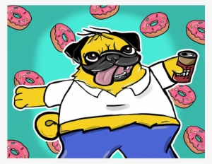 Homer Simpson Pug Print 11″ X 14″ - Homer Simpson Pug