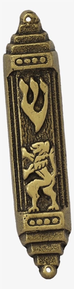 Brass Mezuzah With The Lion Of Judah - Mezuzah