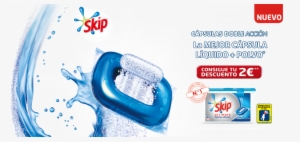 Descuentos De 2€ Cápsulas Doble Acción Skip - Detergente Cápsulas Ultimate Doble Acción Máxima Eficacia