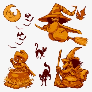 Cool Imagen De Brujas Cartoon De Halloween Muy Feas - Autocollants Muraux Me065 Sorcière 80 X 68 Cm