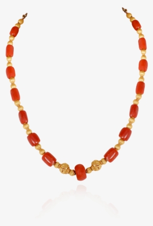 Coral Gold Bead Chain - Coral Beads Gold Chain