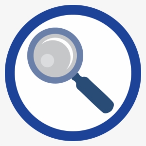 Blue Circle With Magnifying Glass Inside - Evaluating Png