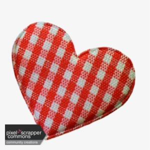 Red And White Plaid Fabric Heart - Digital Scrapbooking