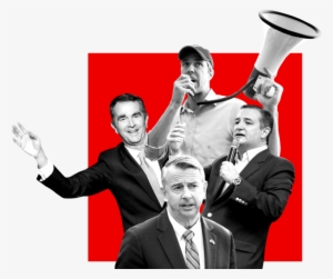 Four Politicians On A Red Background - Red