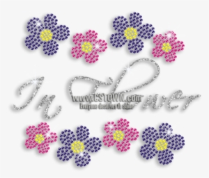 Pretty Flowers Iron-on Glitter Rhinestone Transfer - Cross-stitch