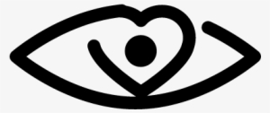 Eye Outline Variant With Heart Shaped Center Vector - Eye Heart Logo