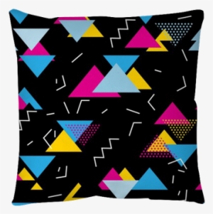 Seamless Geometric Pattern With Magenta, Blue, Yellow - 80's Patterns