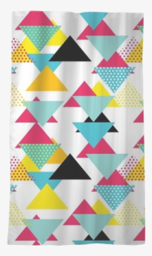 Seamless Geometric Pattern With Magenta, Blue, Yellow - Blue