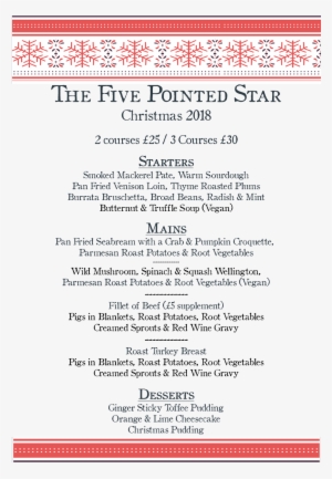 The Five Pointed Star, 100 High Street, West Malling, - Christmas Day