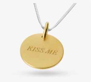 Amulette Gold Plated Engraved Kiss Me Disk Pendant - Mug