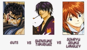 Guts Vs Shinsuke Takasugi Vs Soryu Asuka Langley [closed] - Neon Genesis Evangelion Digital Card Library