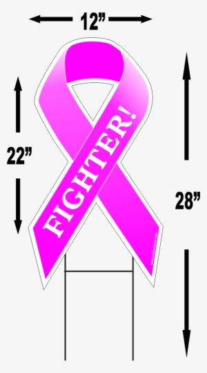Breast Cancer Fighter Large 22"x 12" Outdoor Ribbon - Breast Cancer Survivor Sign