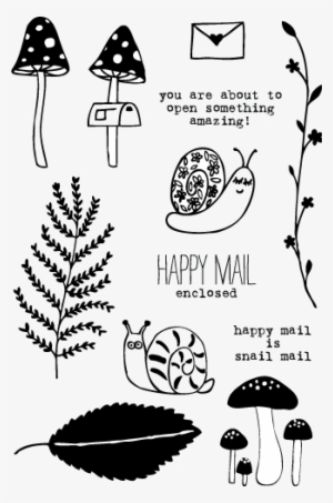 20141 Snail Mail Set - Office Supplies Flora & Fauna Clear Stamps 4"x6"