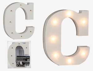 Light Up Wooden Letter C - White 16cm