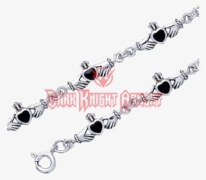 Irish Claddagh Bracelet With Black Onyx Inlay - Brule La Gomme Pas Ton Ame