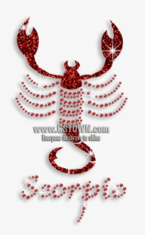 Bling Red Scorpio Symbol Iron-on Rhinestone Glitter - Zodiac