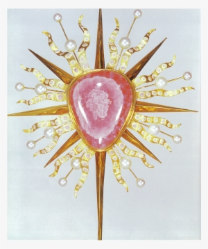 He Covered A Rhodocrosite And Pearl Votive Cross Brooch - Embroidery